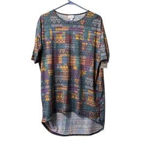 LuLaRoe Irma Top‎ Geometric Size XXS Hi Low Teacher Travel Loungewear NWT
